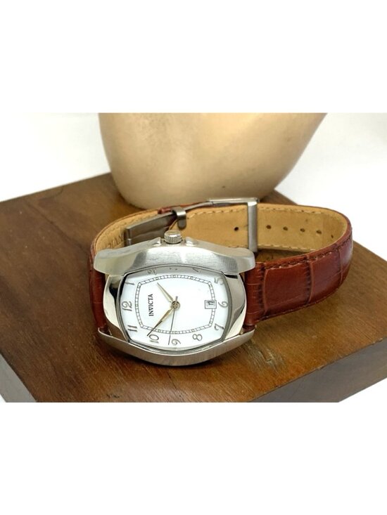 Invicta Unisex Watch 9444 Quartz White Dial Brown Leather Band 35mm main image 11